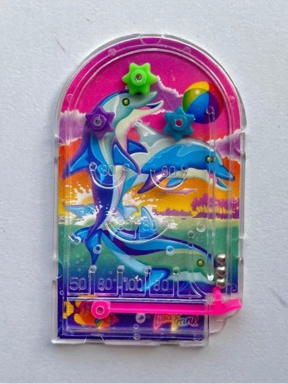 VTG Lisa Frank Dancing Dolphins mini pinball game